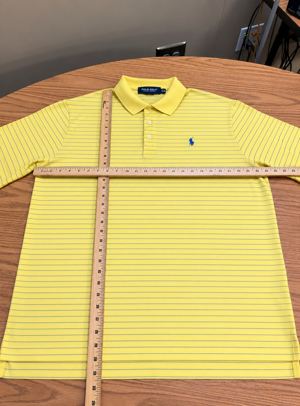 Polo Ralph Lauren Golf Polo Shirt Men’s XL Yellow Blue Stripe Short Sleeve